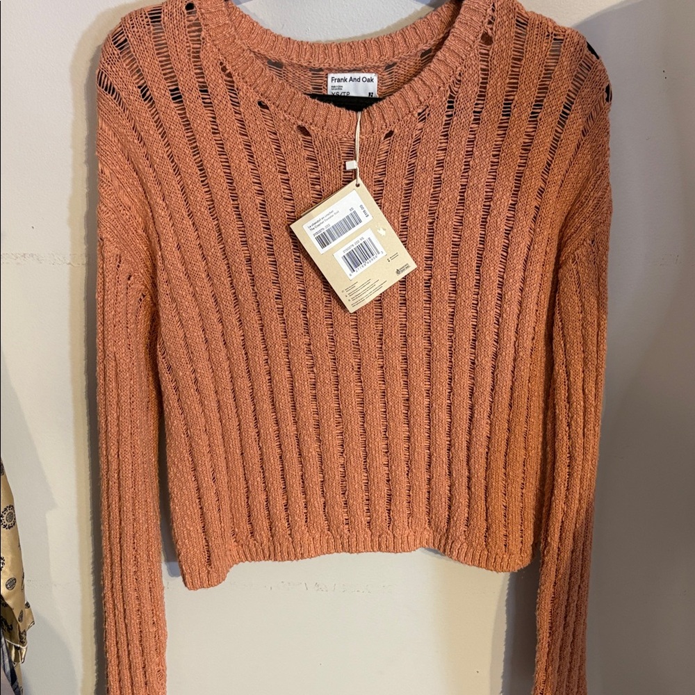 Frank And Oak open work cotton Sweater NWT